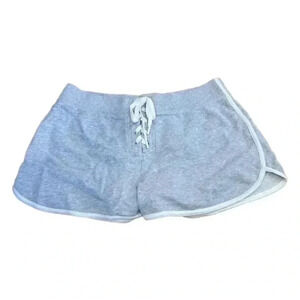 Aerie Offline Shortie Short Tie Up Elastic Waistband Gray Striped Size Medium